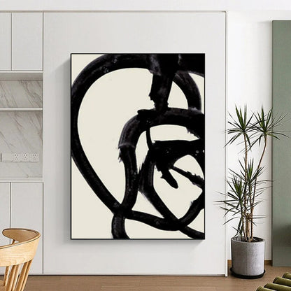 “Twisted Black Ink - Like Loops” - Abstract Painting On Canvas CT2317