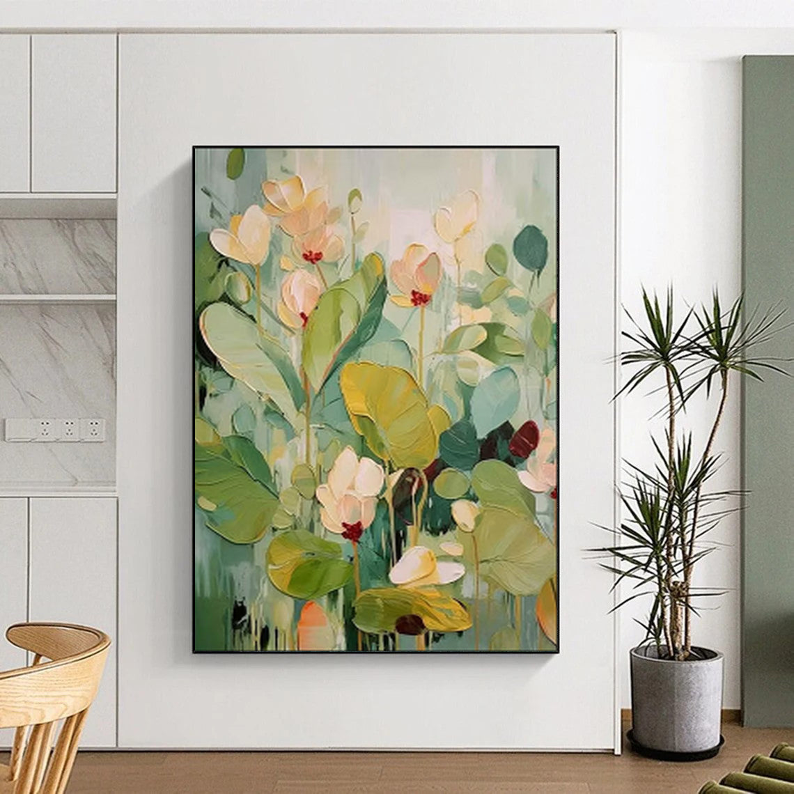 “Botanical Breeze” - Abstract Floral Acrylic Art on Canvas CT1872