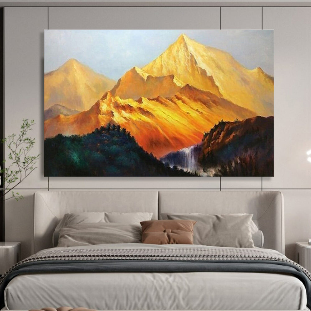 “Golden Mountain Landscape” Realistic Oil Painting On Canvas DKH433