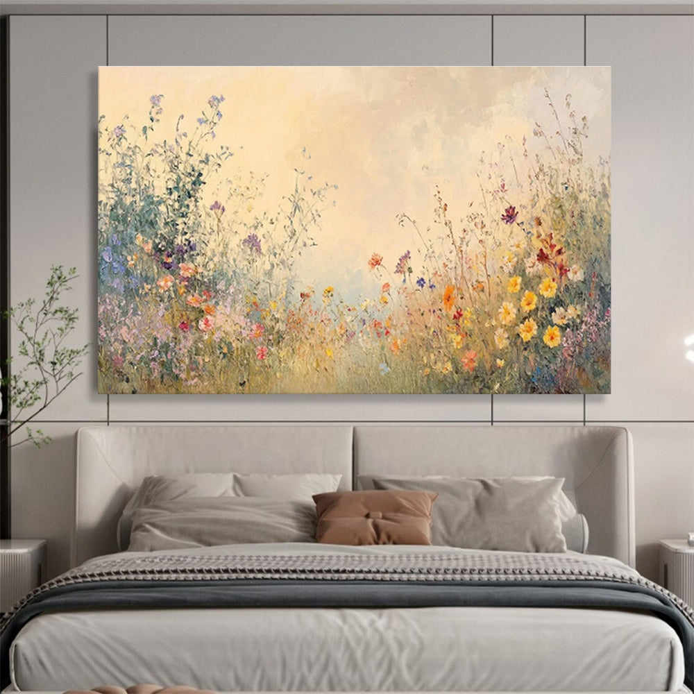 “Wildflower Reverie” - Pastel - Hued Floral Impressionistic Painting On Canvas DKH693