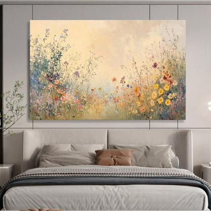 “Wildflower Reverie” - Pastel - Hued Floral Impressionistic Painting On Canvas DKH693