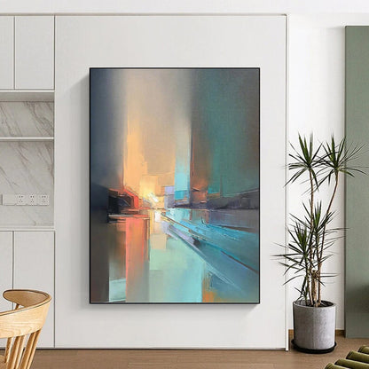 “Cityscape in Muted Tones” - Abstract Urban Painting On Canvas DKH1066