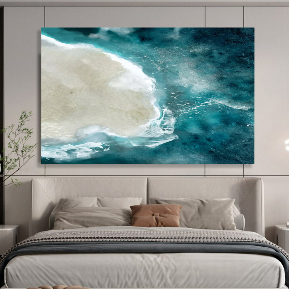 “Aerial Blue Ocean and Island” Photorealistic - inspired Oil Painting On Canvas DLZ125