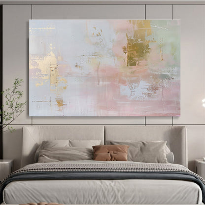 “Pastel & Gold Abstract Elegance” Abstract Acrylic Painting On Canvas DKH498