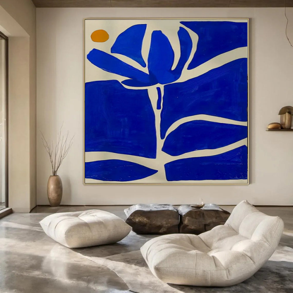 “Blue - White Floral Abstract” ，Abstract Floral Acrylic Painting CT0949