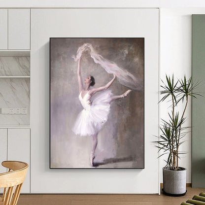 “Graceful Ballerina with Veil” – Realistic Oil Painting On Canvas CT2181