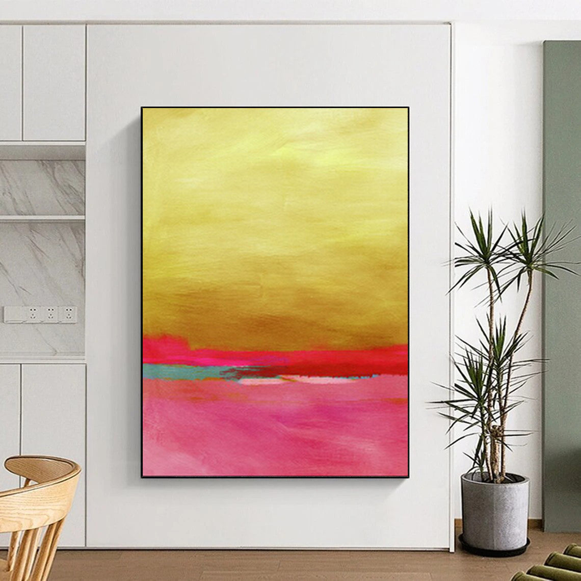 “Gold and Pink Abstract” - Minimalist Abstract Art CT2023