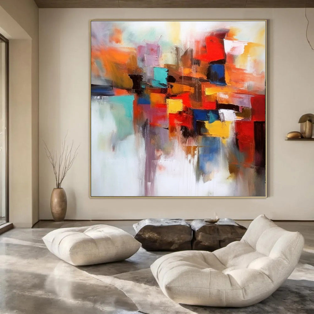 “Color - Blocked Abstract” ，Abstract Geometric Acrylic Art CT0925