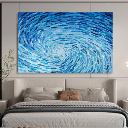 “Swirling Blue Vortex” - Dynamic Abstract Painting On Canvas DKH789