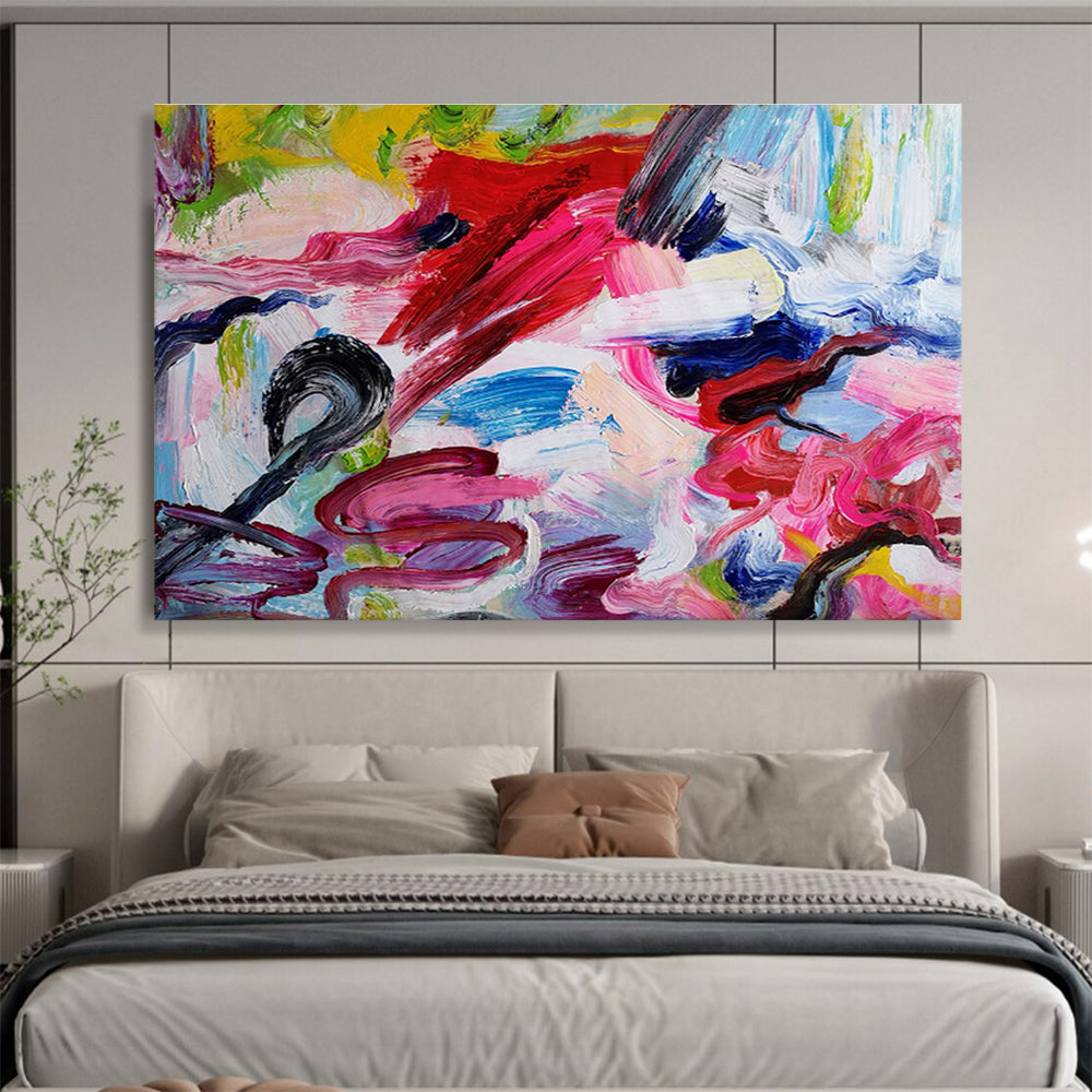 Energetic Colorful Swirl Abstract Painting On Canvas DKH297