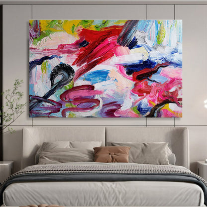 Energetic Colorful Swirl Abstract Painting On Canvas DKH297
