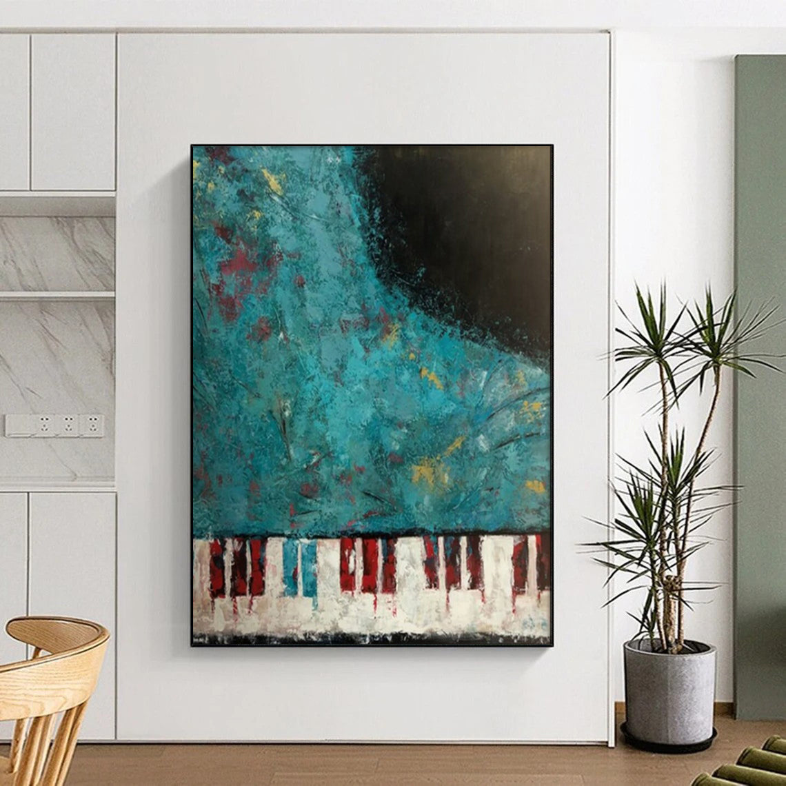 “Piano Keys and Textured Color” - Abstract Musical Painting CT1998