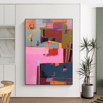 “Colorful Cubist Blocks” - Abstract Cubist - Style Painting On Canvas DTP032