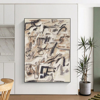 “Brown - Gray Abstract Chaos” - Abstract Expressionist Painting On Canvas DTP143