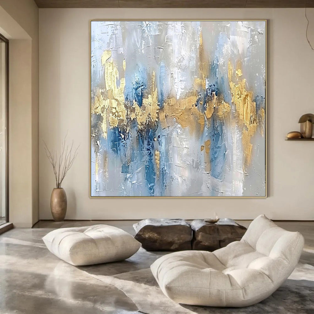 “Gray, Blue, Gold Urban Silhouette” – Urban - Inspired Abstract Art CT1011
