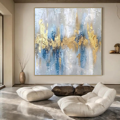 “Gray, Blue, Gold Urban Silhouette” – Urban - Inspired Abstract Art CT1011