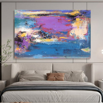 “Vibrant Purple and Blue Abstract Landscape” Painting On Canvas DKH161