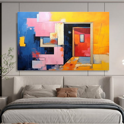 Abstract Architectural Interior - Abstract Interior Painting On Canvas DKH642
