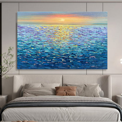 “Sunset Ocean View” - Realistic Seascape Painting On Canvas DKH855