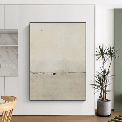 “Light Gray Textured Surface with Crack” - Minimalist Abstract Painting On Canvas DKH1122