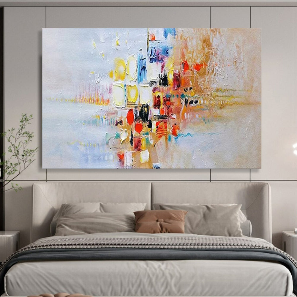 Colorful Abstract Cityscape - Textured Urban Painting On Canvas DLZ180