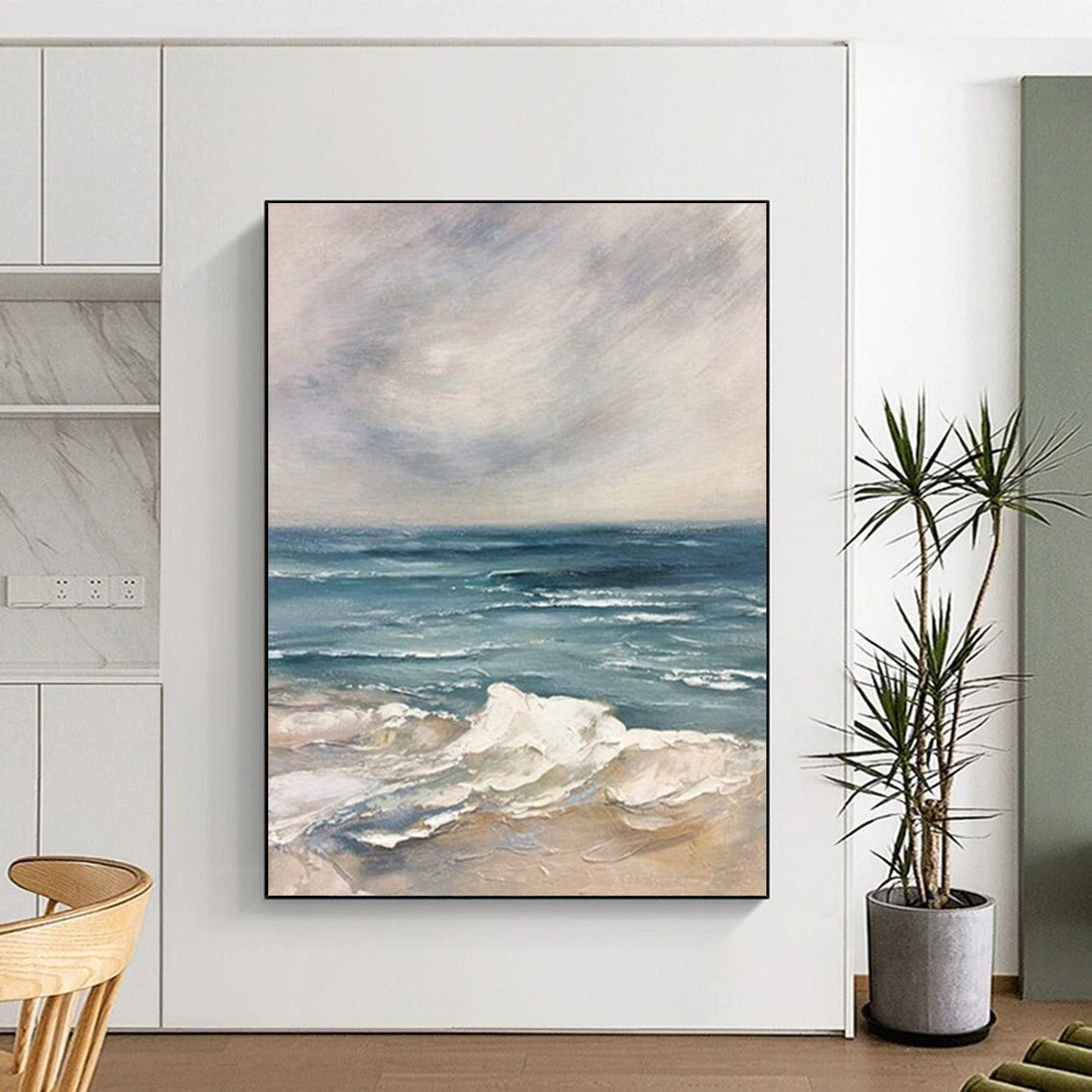 “Serene Seaside View” - Impressionist Landscape Painting On Canvas DTP048