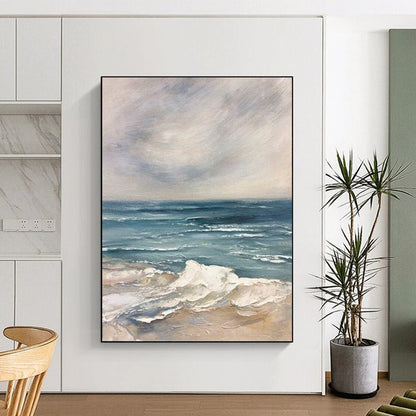 “Serene Seaside View” - Impressionist Landscape Painting On Canvas DTP048