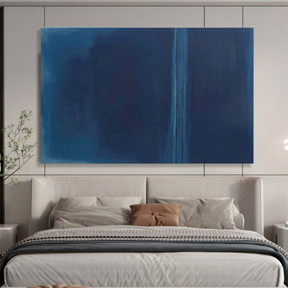 Monochromatic Blue Abstract “Deep Blue Serenity” Painting On Canvas DKH099