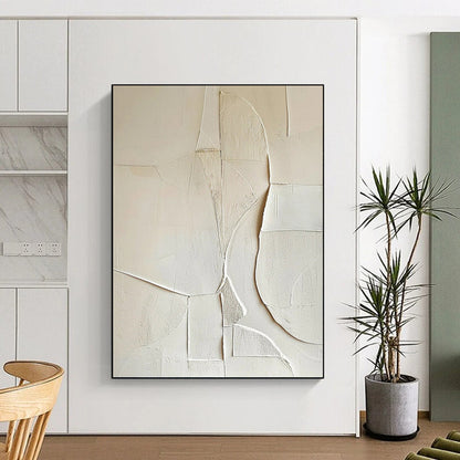 White Textured Abstract Composition - Abstract Painting On Canvas DKH1314