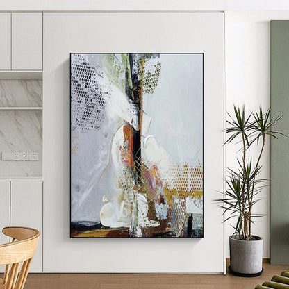 “Mixed - Media Abstract Layers” - Mixed - Media Abstract Painting On Canvas DTP043