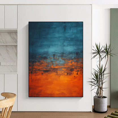 “Blue - Orange Drip Repeat” - Abstract Expressionist Art CT1947