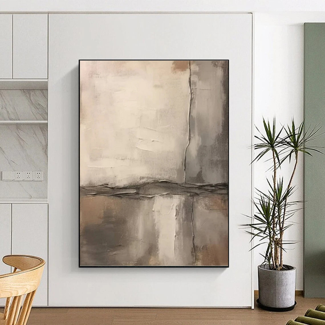 Beige - Gray Textured Blocks, "Subtle Structure" - Abstract Textured Painting CT0711
