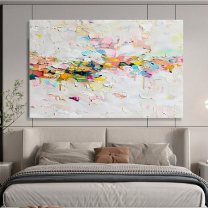 “Pastel, Textured Abstract ‘Dreamy Color Mosaic’” - Impasto Abstract Painting On Canvas DLZ044