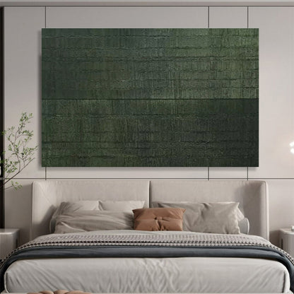 Dark Green Textured Abstract Painting On Canvas DKH656
