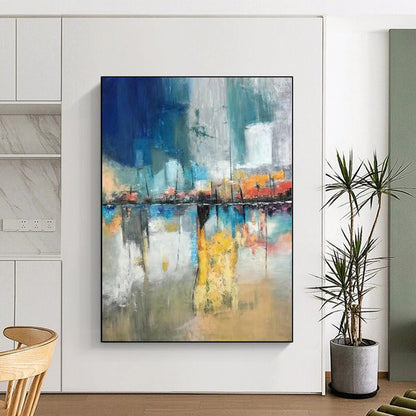 “Colorful Abstract Cityscape Reflection” - Abstract Painting On Canvas CT2331
