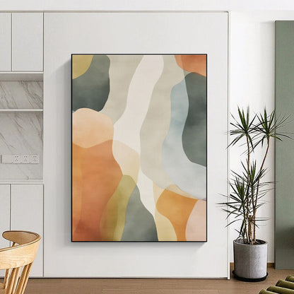 Soft Colorful Wavy Shapes, “Pastel Rhythms” - Abstract Organic Acrylic Painting CT0761