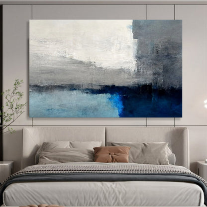 “Gray - Blue Abstract Horizon” Abstract Painting On Canvas DLZ074