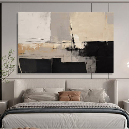Neutral Tones Abstract Geometric Shapes Painting On Canvas DKH241