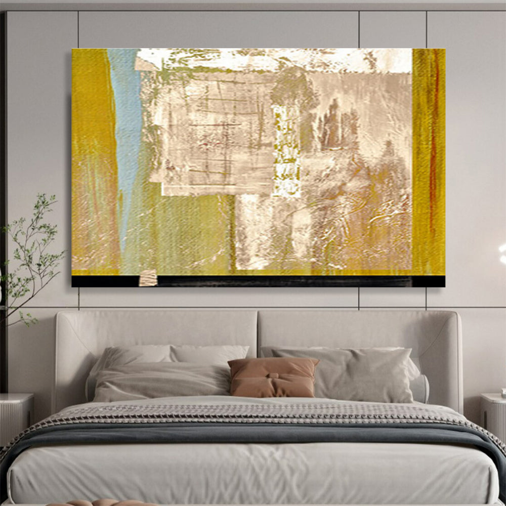 “Earthy Tones Abstract Collage” Abstract Mixed - Media Painting On Canvas DKH393