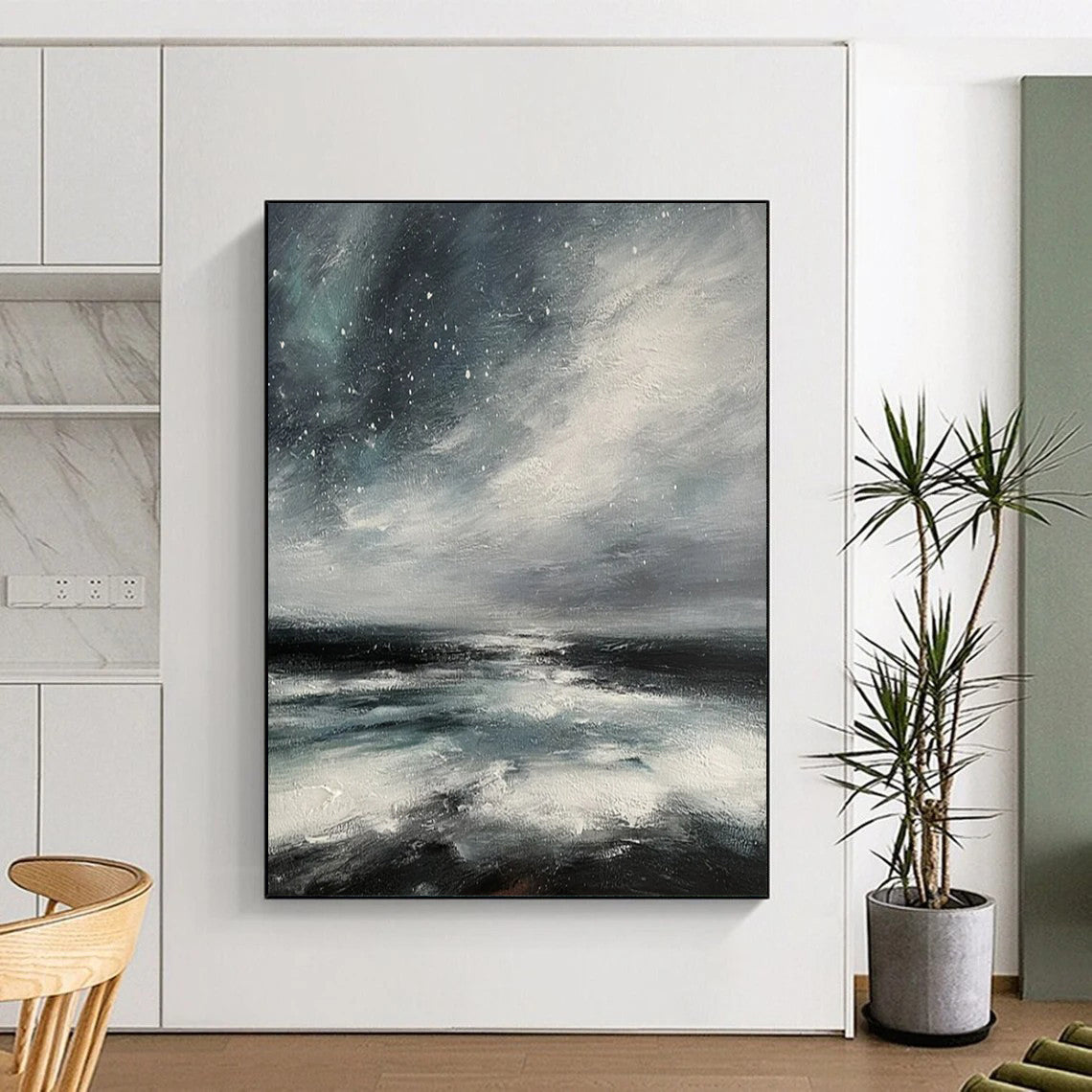 Starry Sea Abstract - Seascape - Inspired Abstract Painting On Canvas CT2270