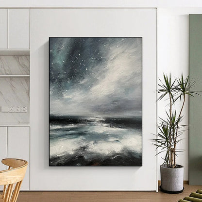 Starry Sea Abstract - Seascape - Inspired Abstract Painting On Canvas CT2270
