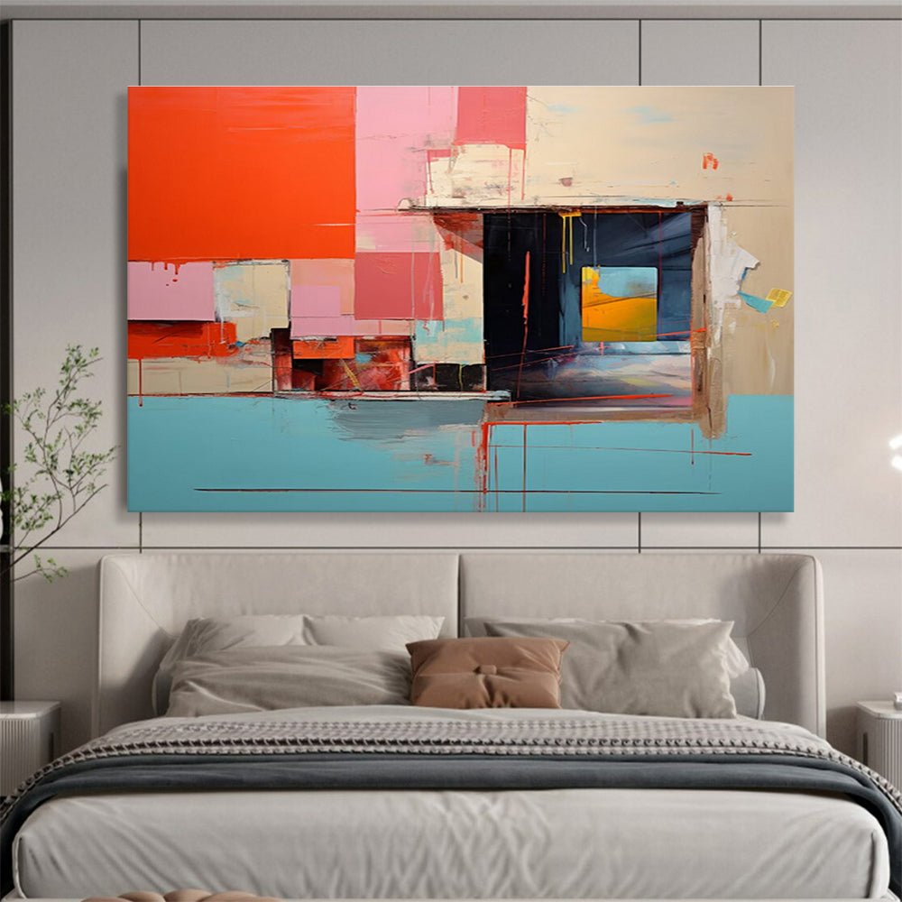 Abstract Architectural Forms - Abstract Architectural Painting On Canvas DKH640