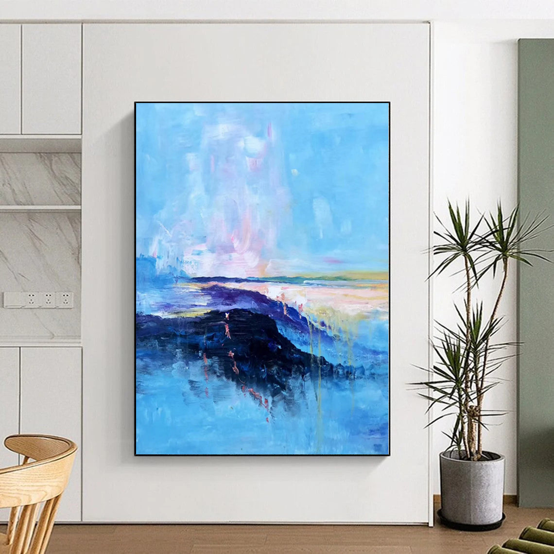 “Pastel Sky Coastal View” Abstract Acrylic Art CT0326