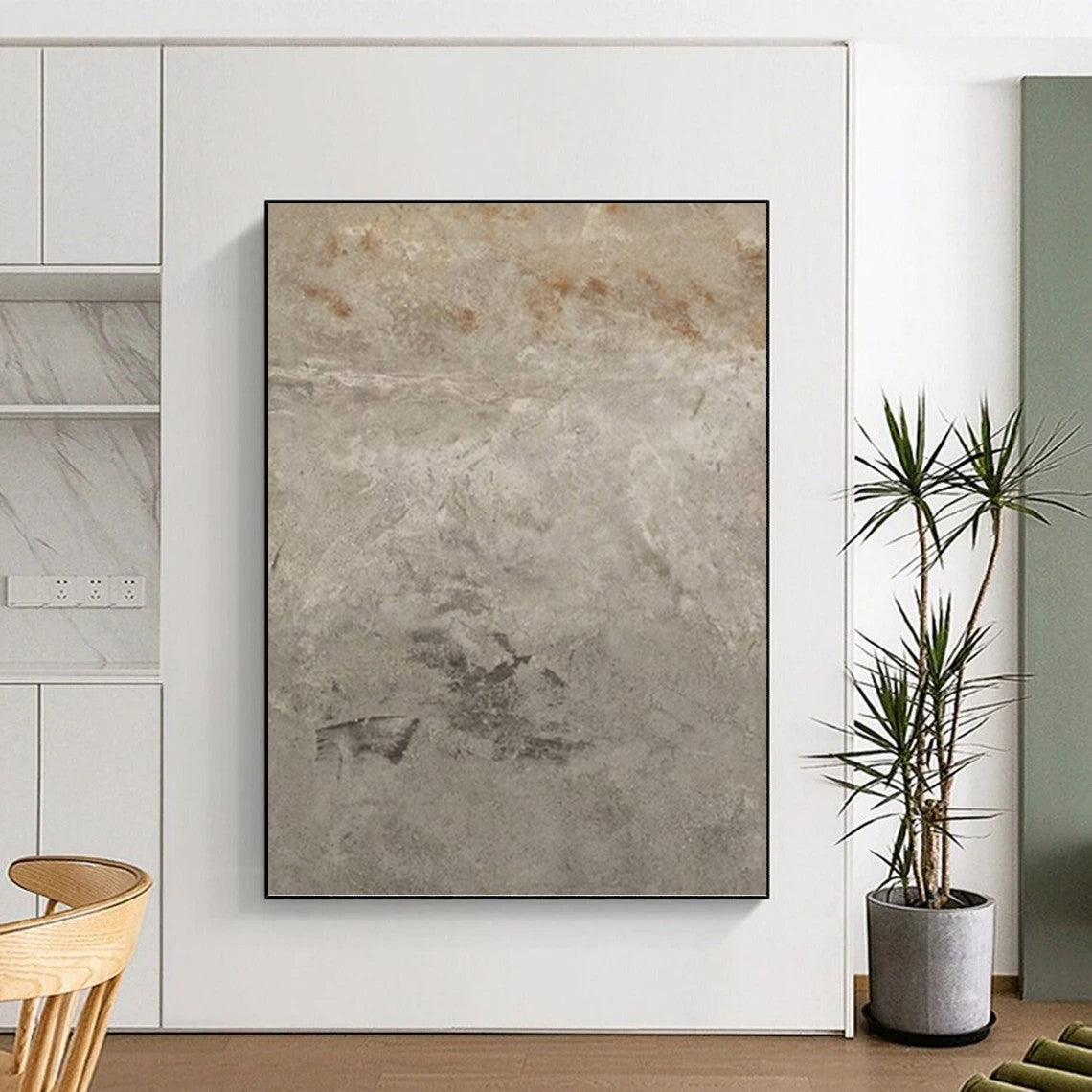 “Neutral Textured Background” - Gray & Brown Subtle Textured Painting On Canvas DKH0960