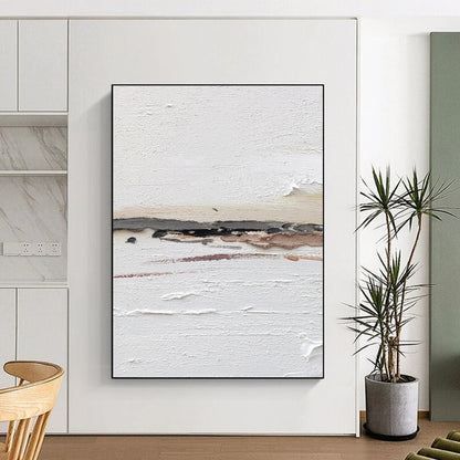 “White Textured Minimalism” - Subtle Abstract Painting On Canvas DKH1664