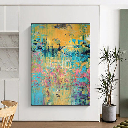 “Colorful Abstract Textured Art” – Impasto Oil Painting On Canvas CT2167