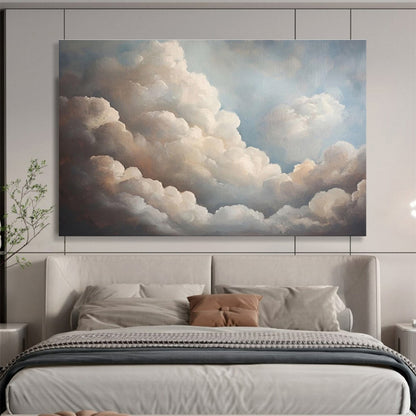 Fluffy Clouds in Blue Sky Painting On Canvas DKH182