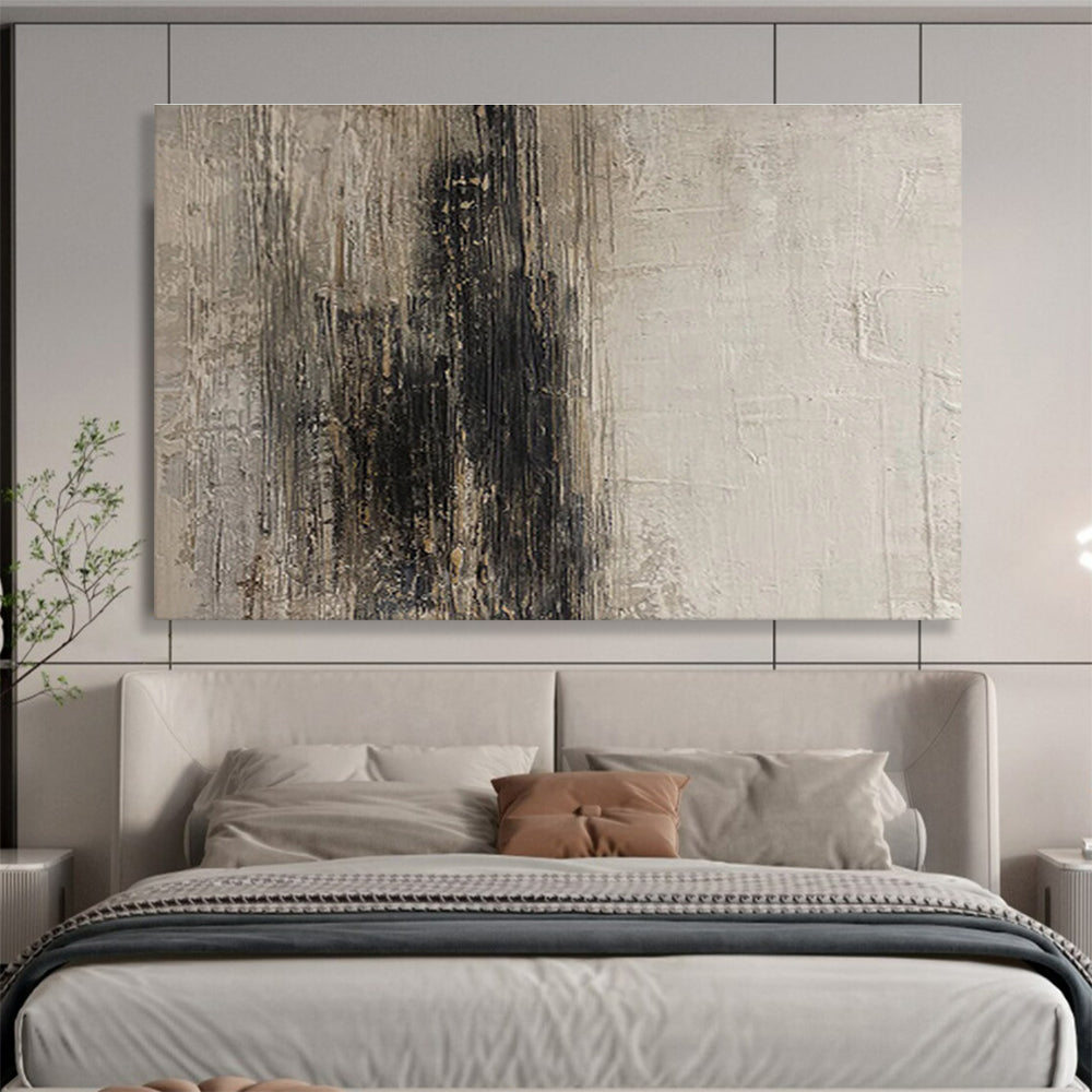 Textured Monochrome Abstract “Shadowy Textured Mystery” Painting On Canvas DKH086