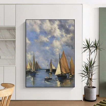 “Sailboats on a Calm Sea” - Impressionistic Marine Painting CT1994