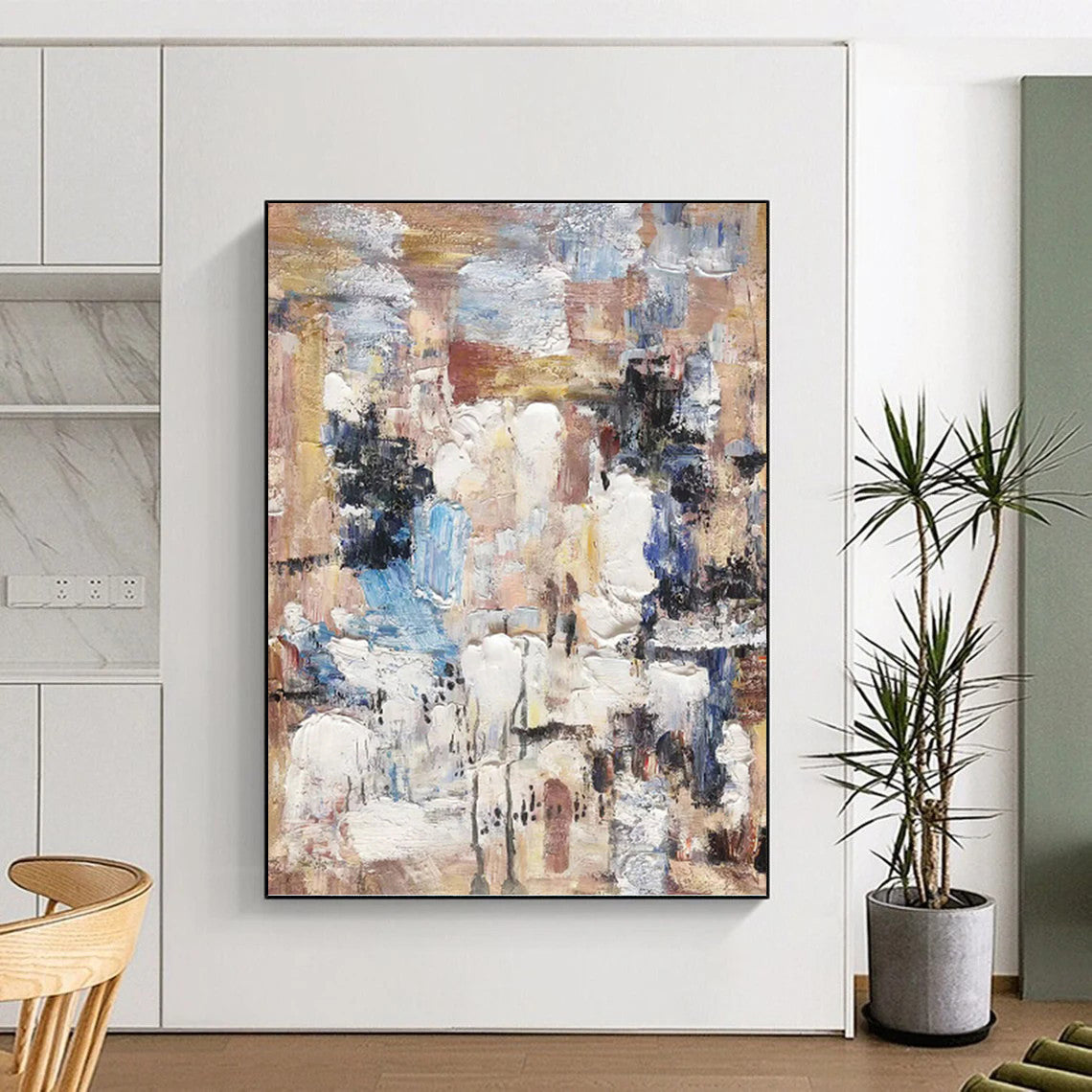 Muted Abstract Layers - Abstract Impasto Painting On Canvas DKH1303